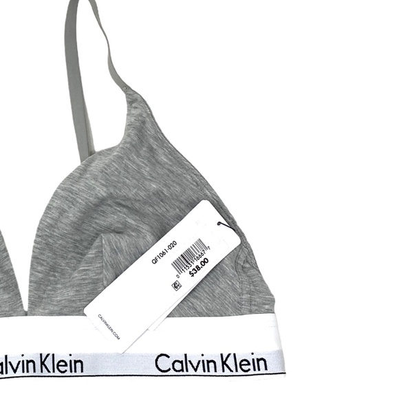 Calvin Klein Modern Cotton Unlined Triangle Bralette Gray Underwear QF1061-020 - Picture 6 of 6